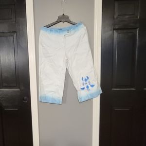 New York & Co Crop Jeans With Tye Dye And Painted Turtle Embellished Size 8